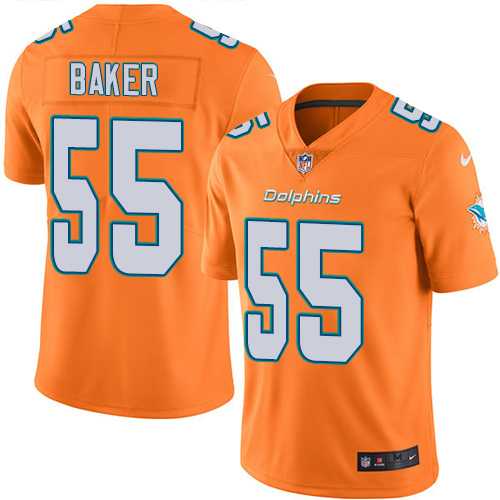 Nike Miami Dolphins #55 Jerome Baker Orange Men's Stitched NFL Limited Rush Jersey