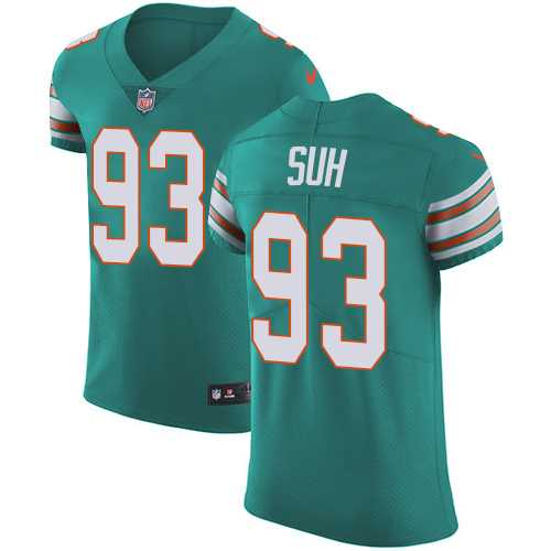 Nike Miami Dolphins #93 Ndamukong Suh Aqua Green Alternate Men's Stitched NFL Vapor Untouchable Elite Jersey