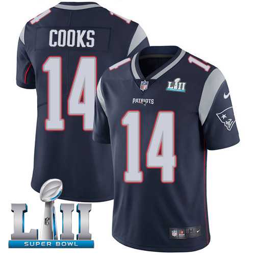 Nike New England Patriots #14 Brandin Cooks Navy Blue Team Color Super Bowl LII Men's Stitched NFL Vapor Untouchable Limited Jersey