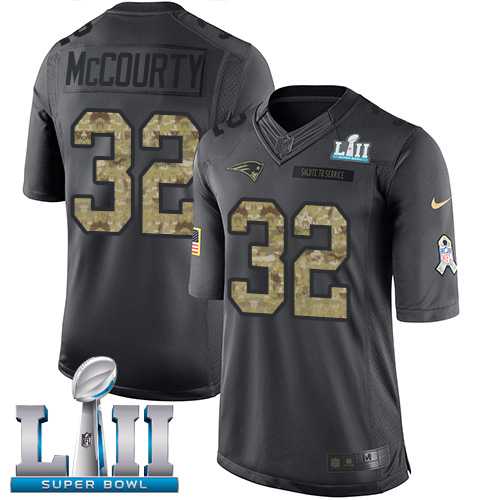Nike New England Patriots #32 Devin McCourty Black Super Bowl LII Men's Stitched NFL Limited 2016 Salute To Service Jersey