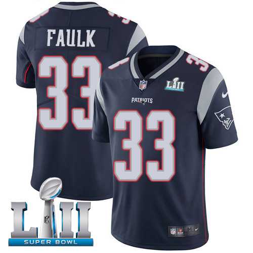 Nike New England Patriots #33 Kevin Faulk Navy Blue Team Color Super Bowl LII Men's Stitched NFL Vapor Untouchable Limited Jersey