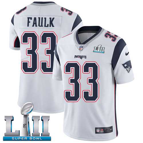 Nike New England Patriots #33 Kevin Faulk White Super Bowl LII Men's Stitched NFL Vapor Untouchable Limited Jersey