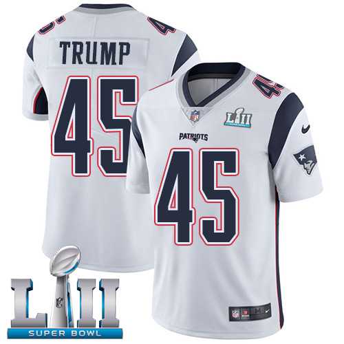 Nike New England Patriots #45 Donald Trump White Super Bowl LII Men's Stitched NFL Vapor Untouchable Limited Jersey