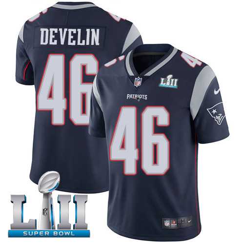 Nike New England Patriots #46 James Develin Navy Blue Team Color Super Bowl LII Men's Stitched NFL Vapor Untouchable Limited Jersey