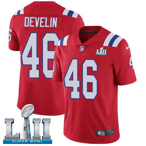 Nike New England Patriots #46 James Develin Red Alternate Super Bowl LII Men's Stitched NFL Vapor Untouchable Limited Jersey