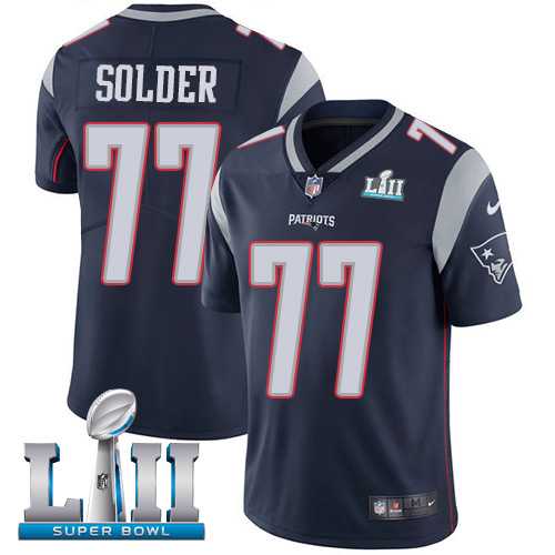 Nike New England Patriots #77 Nate Solder Navy Blue Team Color Super Bowl LII Men's Stitched NFL Vapor Untouchable Limited Jersey