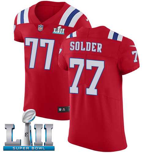 Nike New England Patriots #77 Nate Solder Red Alternate Super Bowl LII Men's Stitched NFL Vapor Untouchable Elite Jersey