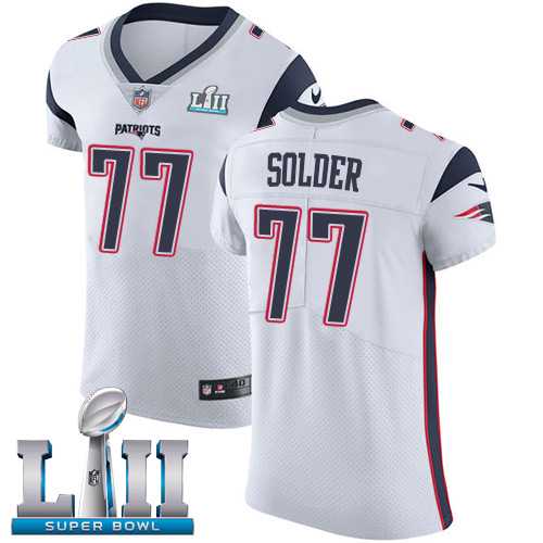 Nike New England Patriots #77 Nate Solder White Super Bowl LII Men's Stitched NFL Vapor Untouchable Elite Jersey