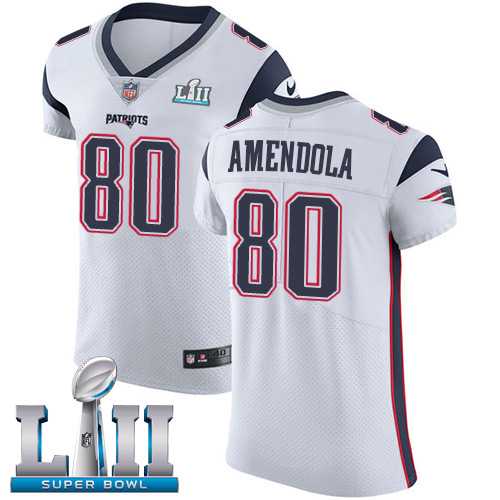 Nike New England Patriots #80 Danny Amendola White Super Bowl LII Men's Stitched NFL Vapor Untouchable Elite Jersey