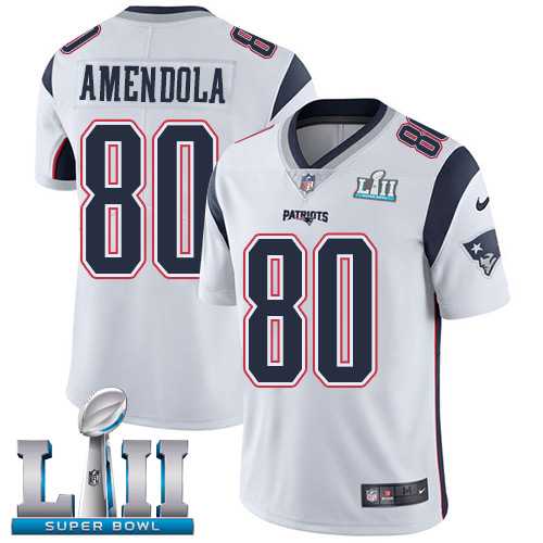 Nike New England Patriots #80 Danny Amendola White Super Bowl LII Men's Stitched NFL Vapor Untouchable Limited Jersey