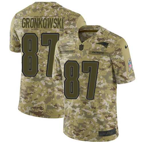 Nike New England Patriots #87 Rob Gronkowski Camo Men's Stitched NFL Limited 2018 Salute To Service Jersey