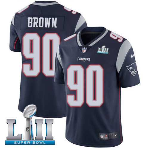 Nike New England Patriots #90 Malcom Brown Navy Blue Team Color Super Bowl LII Men's Stitched NFL Vapor Untouchable Limited Jersey