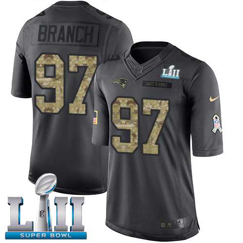 Nike New England Patriots #97 Alan Branch Black Super Bowl LII Men's Stitched NFL Limited 2016 Salute To Service Jersey