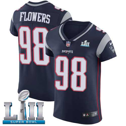 Nike New England Patriots #98 Trey Flowers Navy Blue Team Color Super Bowl LII Men's Stitched NFL Vapor Untouchable Elite Jersey