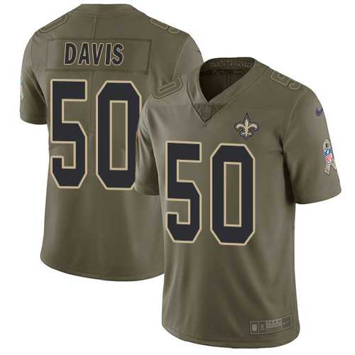 Nike New Orleans Saints #50 DeMario Davis Olive Men's Stitched NFL Limited 2017 Salute To Service Jersey