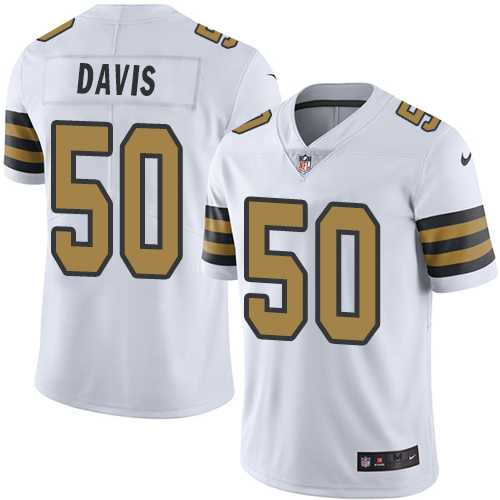 Nike New Orleans Saints #50 DeMario Davis White Men's Stitched NFL Limited Rush Jersey