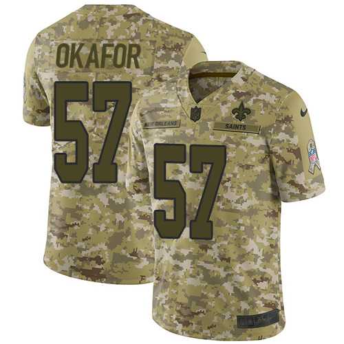 Nike New Orleans Saints #57 Alex Okafor Camo Men's Stitched NFL Limited 2018 Salute To Service Jersey