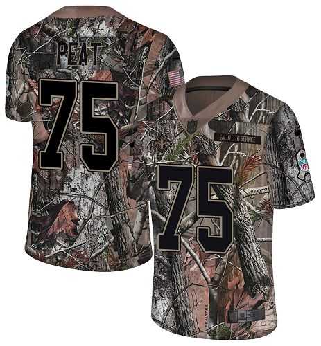 Nike New Orleans Saints #75 Andrus Peat Camo Men's Stitched NFL Limited Rush Realtree Jersey