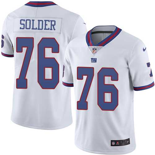 Nike New York Giants #76 Nate Solder White Men's Stitched NFL Limited Rush Jersey