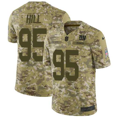 Nike New York Giants #95 B.J. Hill Camo Men's Stitched NFL Limited 2018 Salute To Service Jersey