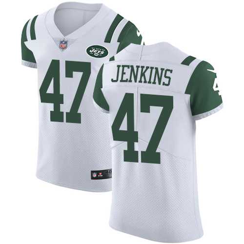 Nike New York Jets #47 Jordan Jenkins White Men's Stitched NFL Vapor Untouchable Elite Jersey