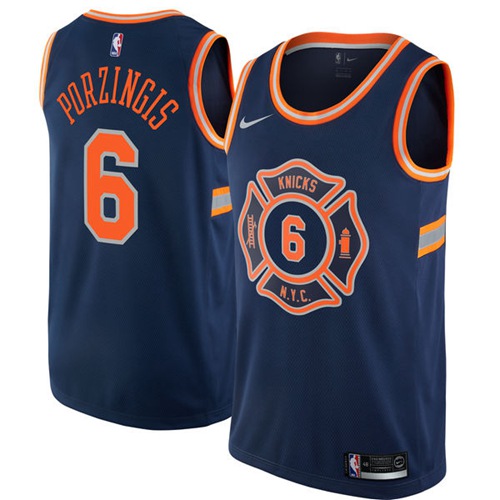 Nike New York Knicks #6 Kristaps Porzingis Navy NBA Swingman City Edition Jersey