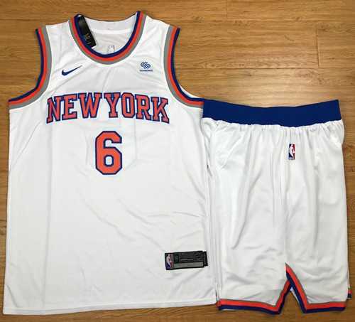 Nike New York Knicks #6 Kristaps Porzingis White A Set NBA Swingman Association Edition Jersey