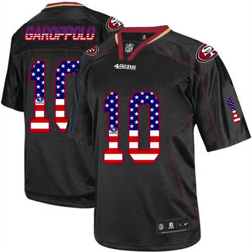 Nike Nike San Francisco 49ers #10 Jimmy Garoppolo Black Men's Stitched NFL Elite USA Flag Fashion Jersey