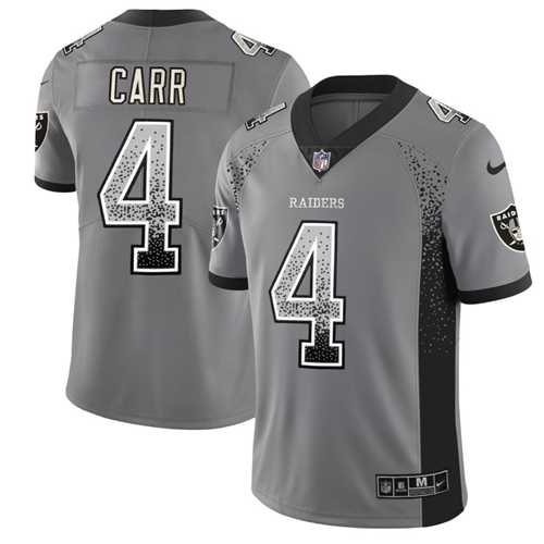 Nike Oakland Raiders #4 Derek Carr Gray Men's Stitched NFL Limited Rush Drift Fashion Jersey