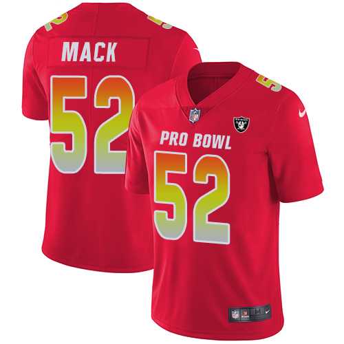 Nike Oakland Raiders #52 Khalil Mack Red Men's Stitched NFL Limited AFC 2018 Pro Bowl Jersey