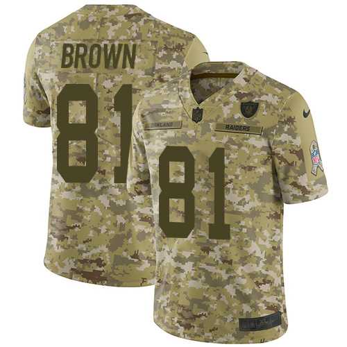Nike Oakland Raiders #81 Tim Brown Camo Men's Stitched NFL Limited 2018 Salute To Service Jersey