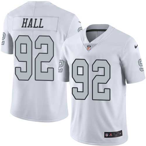 Nike Oakland Raiders #92 P.J. Hall White Men's Stitched NFL Limited Rush Jersey