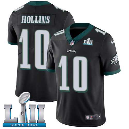 Nike Philadelphia Eagles #10 Mack Hollins Black Alternate Super Bowl LII Men's Stitched NFL Vapor Untouchable Limited Jersey
