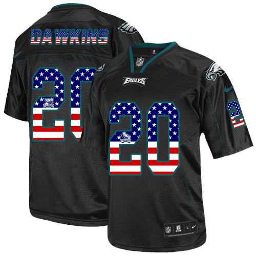 Nike Philadelphia Eagles #20 Brian Dawkins Black Men's Stitched NFL Elite USA Flag Fashion Jersey