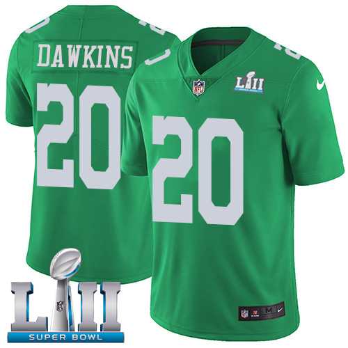 Nike Philadelphia Eagles #20 Brian Dawkins Green Super Bowl LII Men's Stitched NFL Limited Rush Jersey