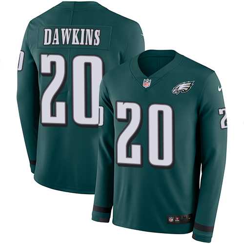 Nike Philadelphia Eagles #20 Brian Dawkins Midnight Green Team Color Men's Stitched NFL Limited Therma Long Sleeve Jersey