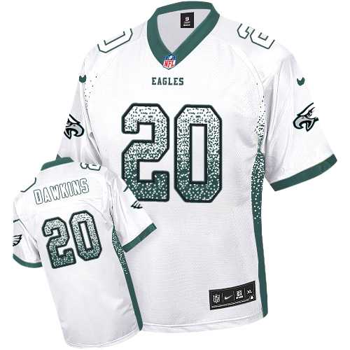 Nike Philadelphia Eagles #20 Brian Dawkins White Men's Stitched NFL Elite Drift Fashion Jersey