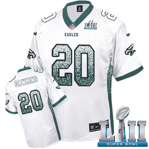 Nike Philadelphia Eagles #20 Brian Dawkins White Super Bowl LII Men's Stitched NFL Elite Drift Fashion Jersey