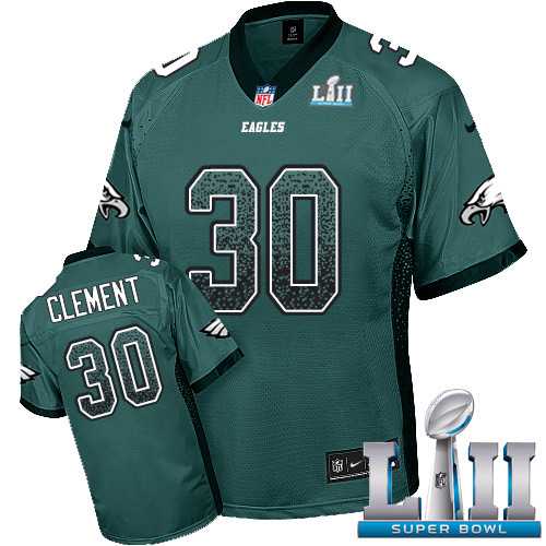 Nike Philadelphia Eagles #30 Corey Clement Midnight Green Team Color Super Bowl LII Men's Stitched NFL Elite Drift Fashion Jersey
