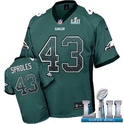 Nike Philadelphia Eagles #43 Darren Sproles Midnight Green Team Color Super Bowl LII Men's Stitched NFL Elite Drift Fashion Jersey