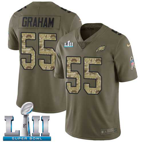 Nike Philadelphia Eagles #55 Brandon Graham Olive Camo Super Bowl LII Men's Stitched NFL Limited 2017 Salute To Service Jersey