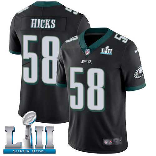 Nike Philadelphia Eagles #58 Jordan Hicks Black Alternate Super Bowl LII Men's Stitched NFL Vapor Untouchable Limited Jersey