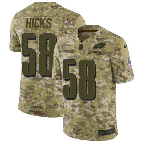 Nike Philadelphia Eagles #58 Jordan Hicks Camo Men's Stitched NFL Limited 2018 Salute To Service Jersey