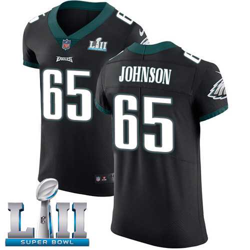 Nike Philadelphia Eagles #65 Lane Johnson Black Alternate Super Bowl LII Men's Stitched NFL Vapor Untouchable Elite Jersey