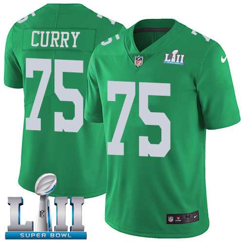 Nike Philadelphia Eagles #75 Vinny Curry Green Super Bowl LII Men's Stitched NFL Limited Rush Jersey
