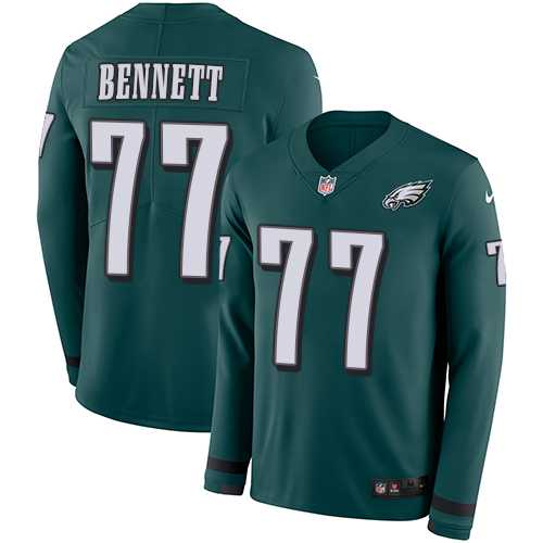 Nike Philadelphia Eagles #77 Michael Bennett Midnight Green Team Color Men's Stitched NFL Limited Therma Long Sleeve Jersey