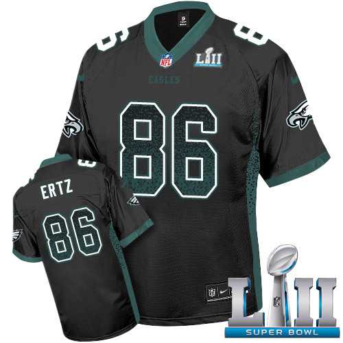 Nike Philadelphia Eagles #86 Zach Ertz Black Alternate Super Bowl LII Men's Stitched NFL Elite Drift Fashion Jersey