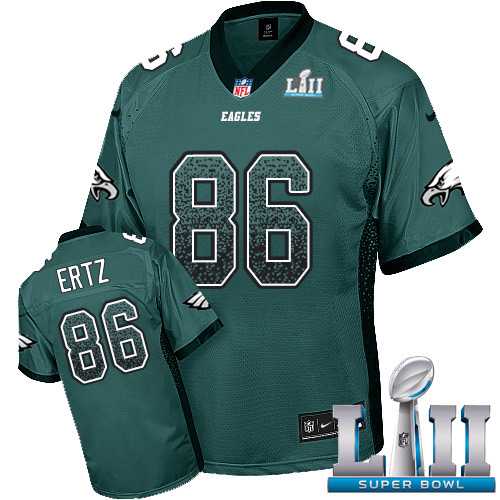 Nike Philadelphia Eagles #86 Zach Ertz Midnight Green Team Color Super Bowl LII Men's Stitched NFL Elite Drift Fashion Jersey