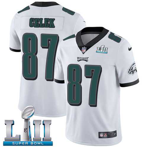 Nike Philadelphia Eagles #87 Brent Celek White Super Bowl LII Men's Stitched NFL Vapor Untouchable Limited Jersey