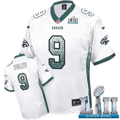 Nike Philadelphia Eagles #9 Nick Foles White Super Bowl LII Men's Stitched NFL Elite Drift Fashion Jersey
